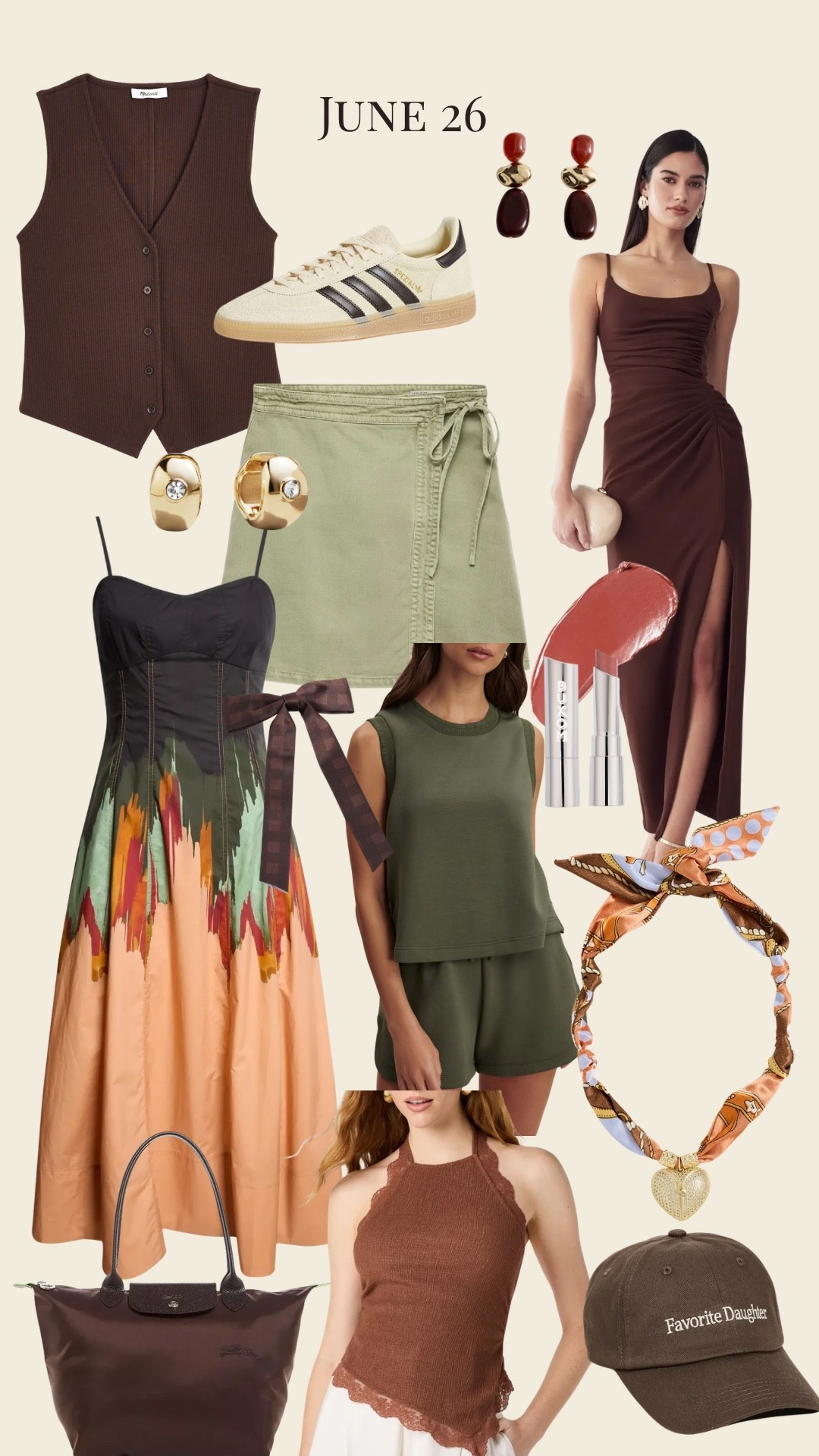 Funds for autumns, true autumn, dark autumn, soft autumn, matching set, varley tank, varley matching set, skirt, tie wrap skirt, wedding guest dress, chocolate brown, skort, adidas, sneakers, midsize, long champ, favorite daughter, baseball cap, Shopbop sale, prime day, Madewell, Nordstrom, handball, buxom lip, autumn lipstick

#LTKMidsize #LTKWedding #LTKSaleAlert
