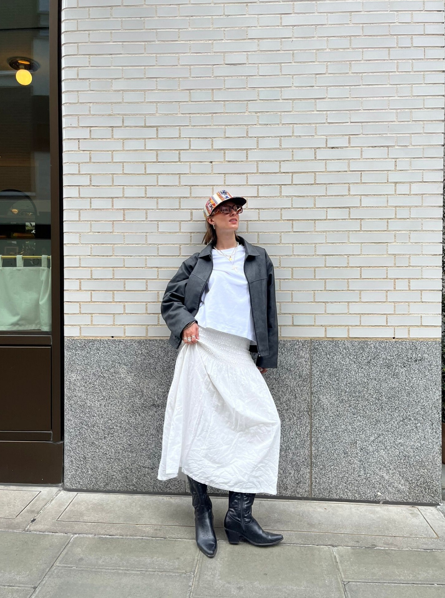 Cos, Urban outfitters, Asos, Free people, transitional outfit, spring outfit, maxi skirt, white boho skirt. leather jacket, western boots, cowboy boots, spring outfits

#LTKeurope #LTKspring #LTKstyletip