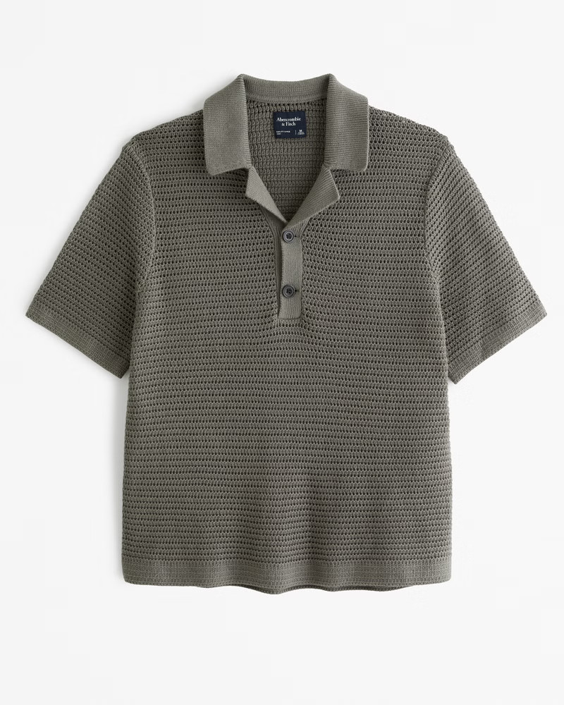 Men's 2-Button Camp Collar Sweater Polo | Men's Tops | Abercrombie.com | Abercrombie & Fitch (US)