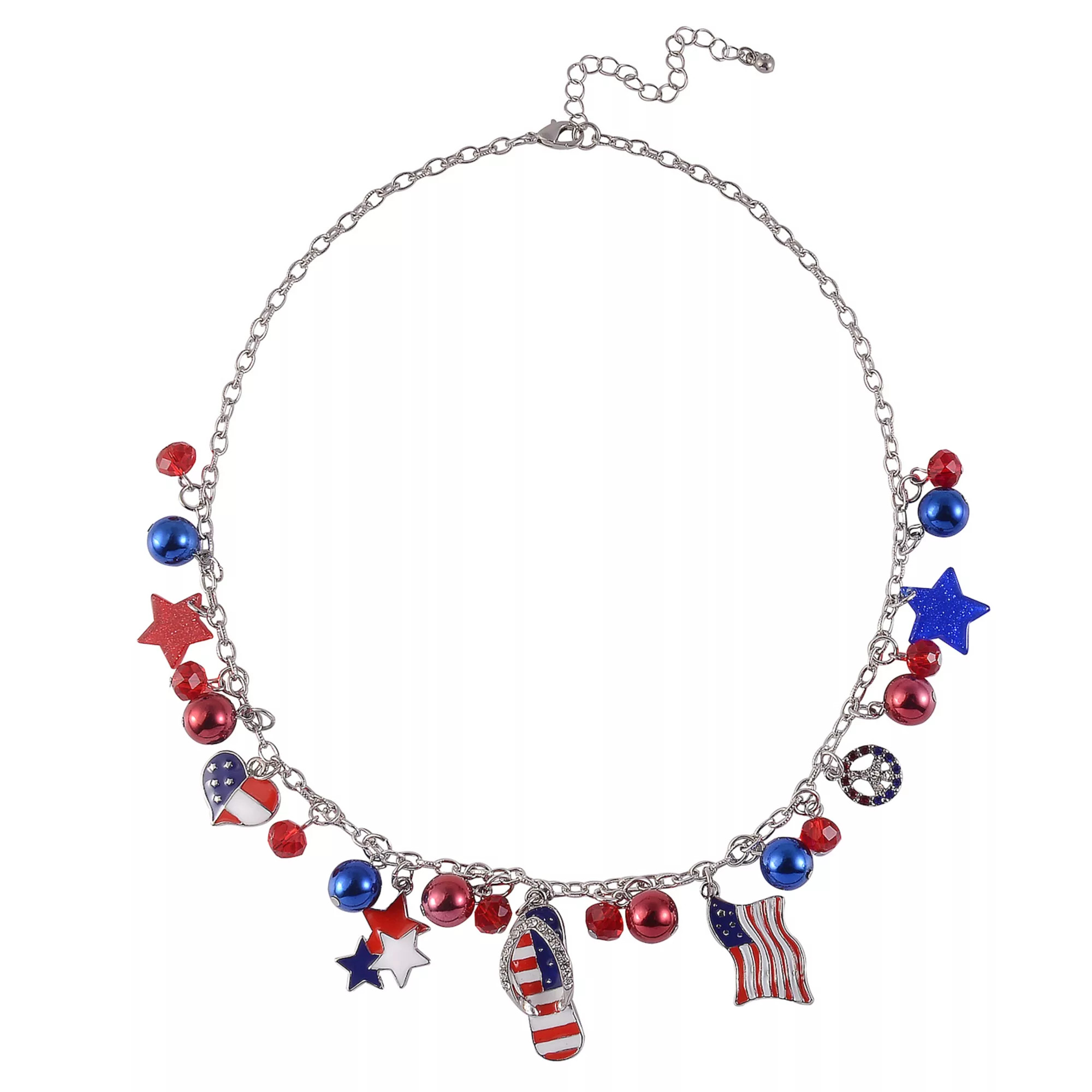 Celebrate Together™ Silver Tone and Red, White and Blue Charmy Necklace | Kohl's