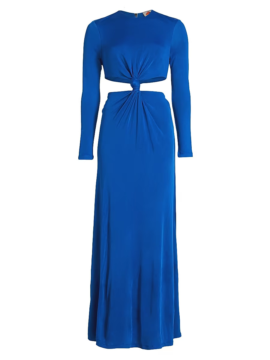 Women's Knotted Cut-Out Maxi Dress - Medium Blue - Size XXS | Saks Fifth Avenue