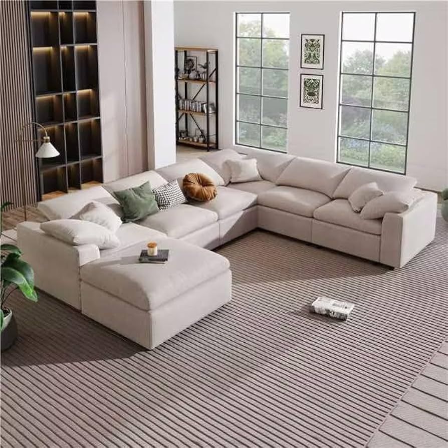 Merax Oversized Modular Sofa with Ottoman L Shaped Corner Sectional, Beige | Amazon (US)