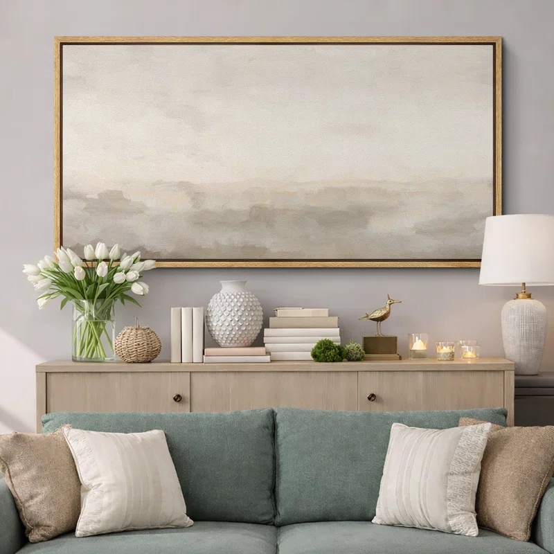 Minimal Landscape "Muted Abstract Calm & Serene Artwork, Neutral Simple Wall Pictures, Extra Larg... | Wayfair North America