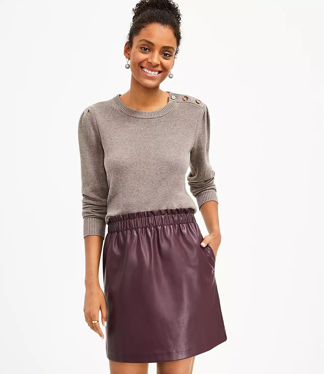 Faux Leather Pocket Skirt | LOFT