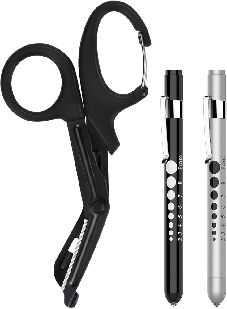 GRICARE 3-Pack Trauma Shears and Pen Light for Nurses, LED Medical Penlights with Pupil Gauge, Me... | Amazon (US)