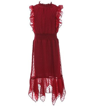 Big Girls 7-16 Sleeveless Clip Dot Hankey Maxi Dress | Dillard's