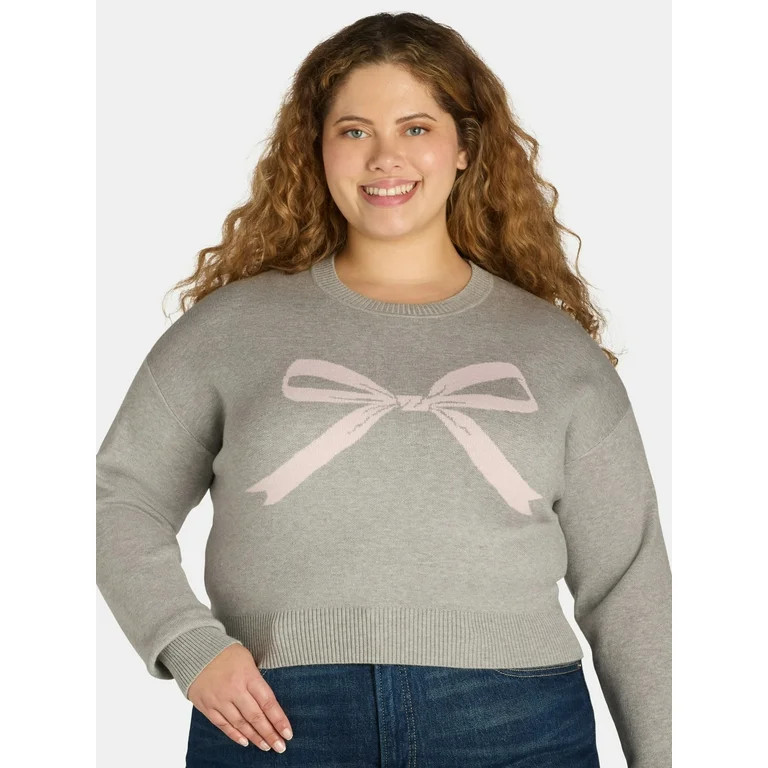No Boundaries Jacquard Pullover Sweater, Midweight, Women’s Plus - Walmart.com | Walmart (US)