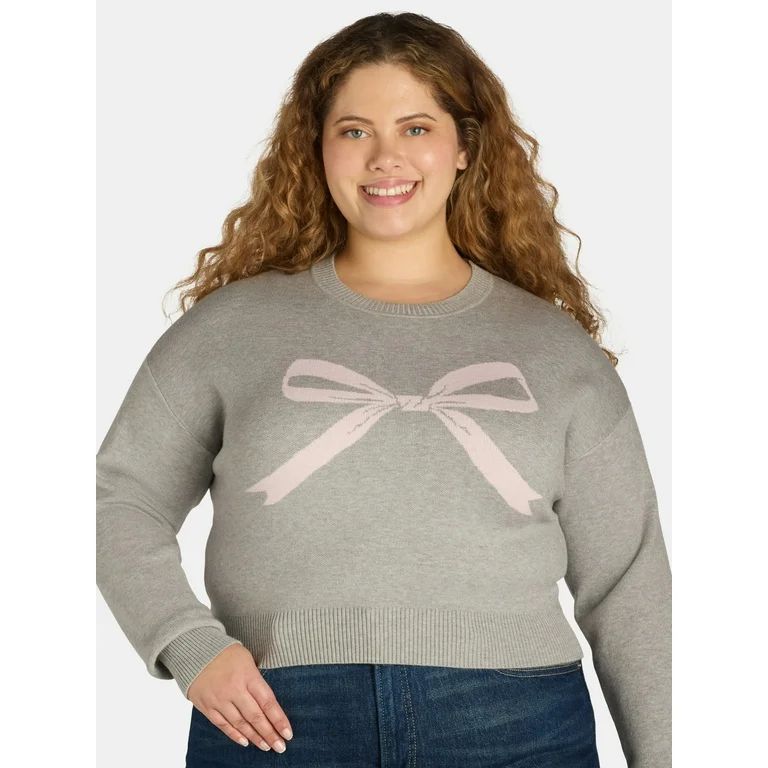 No Boundaries Jacquard Pullover Sweater, Midweight, Women’s Plus | Walmart (US)