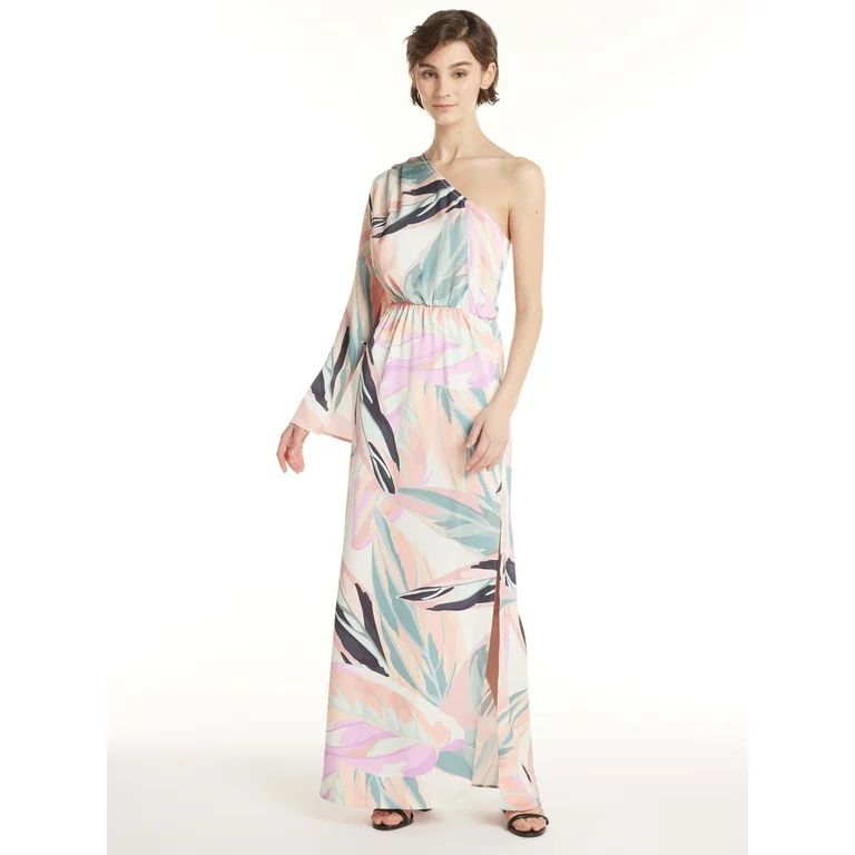 Label Rail x WhatSmitaFound Women's One Shoulder Maxi Dress, Sizes 4-16 | Walmart (US)