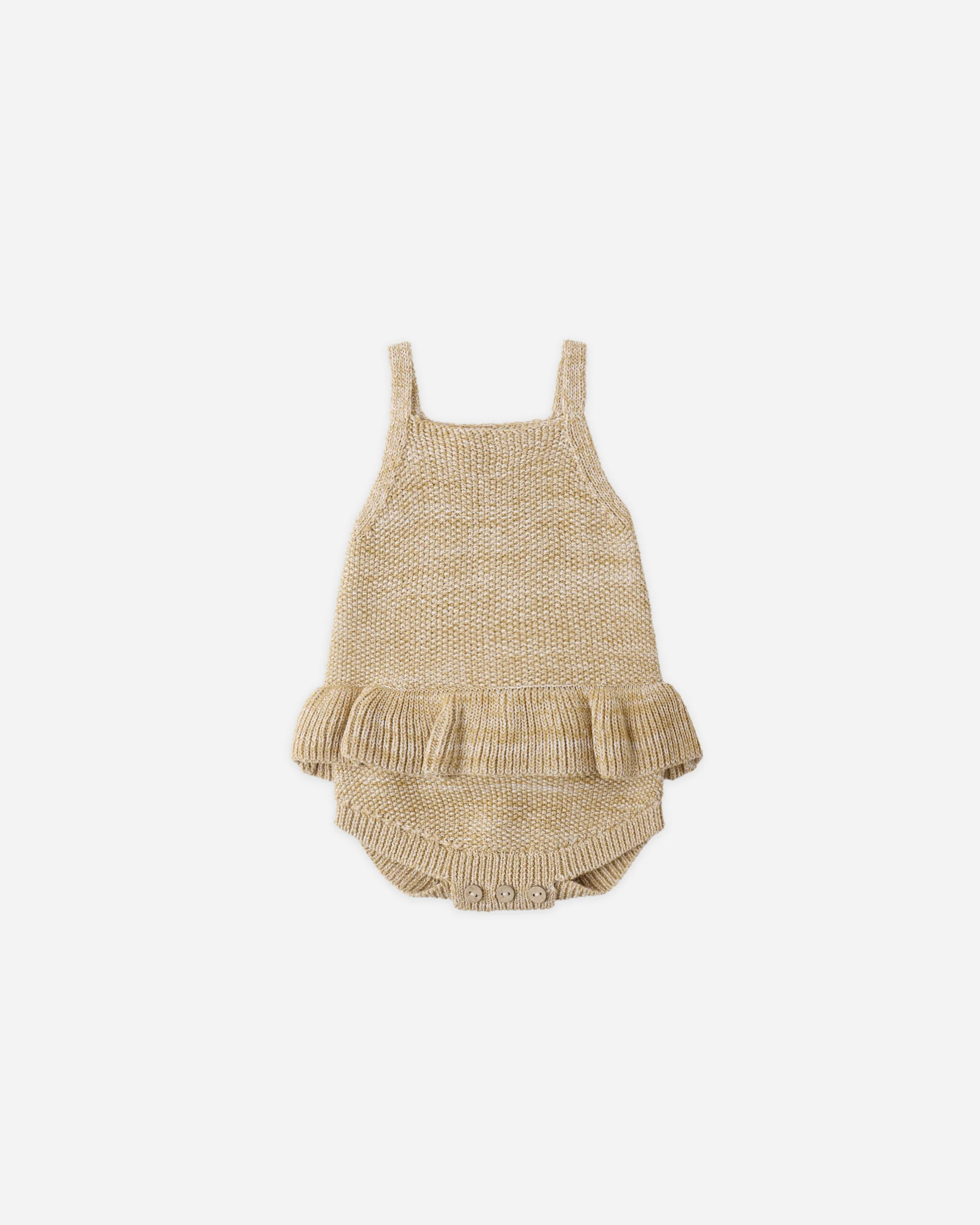 Knit Ruffle Romper Heathered Honey | Rylee + Cru