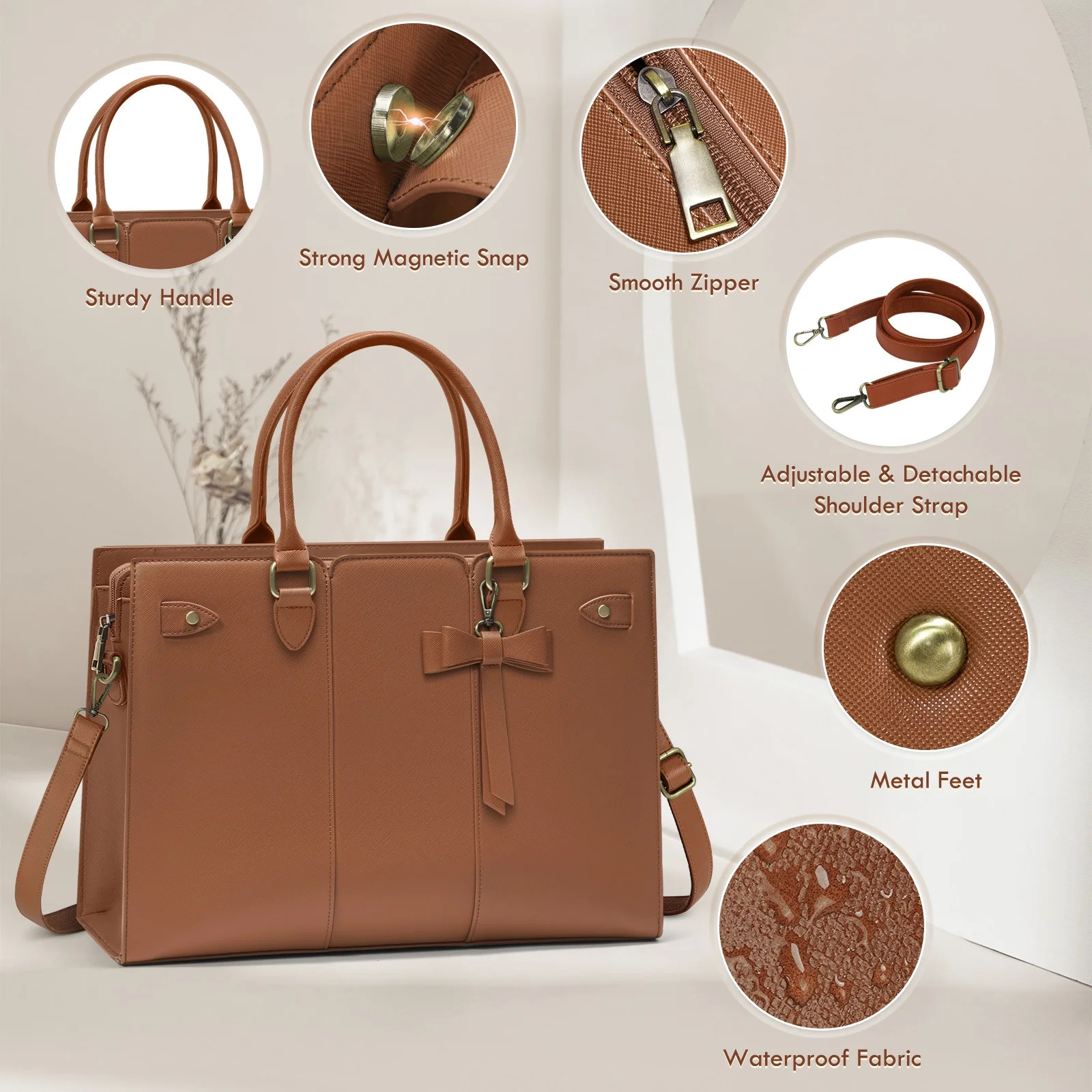 RAINSMORE Laptop Tote Bag for Women 15.6-inch Computer Briefcase Work Bussiness Bag Satchel Teach... | Walmart (US)