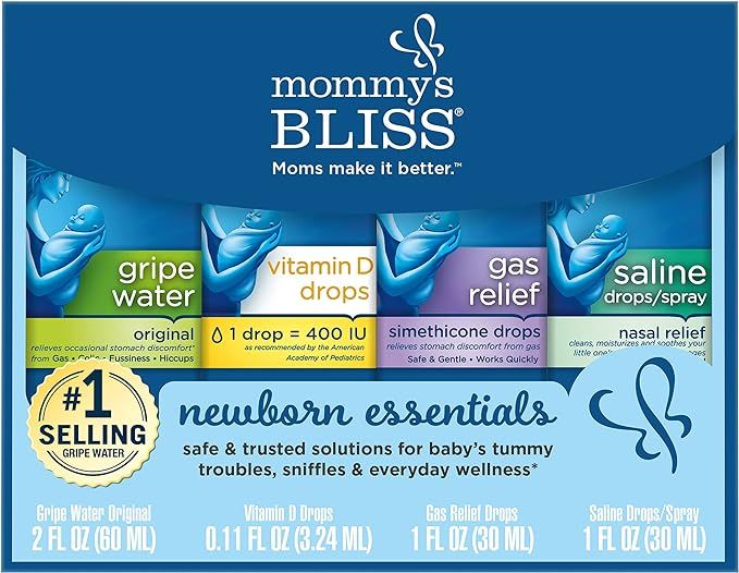 Mommy's Bliss Newborn Essentials Gift Set, Includes Gripe Water, Baby Vitamin D Drops, Baby Gas D... | Amazon (US)