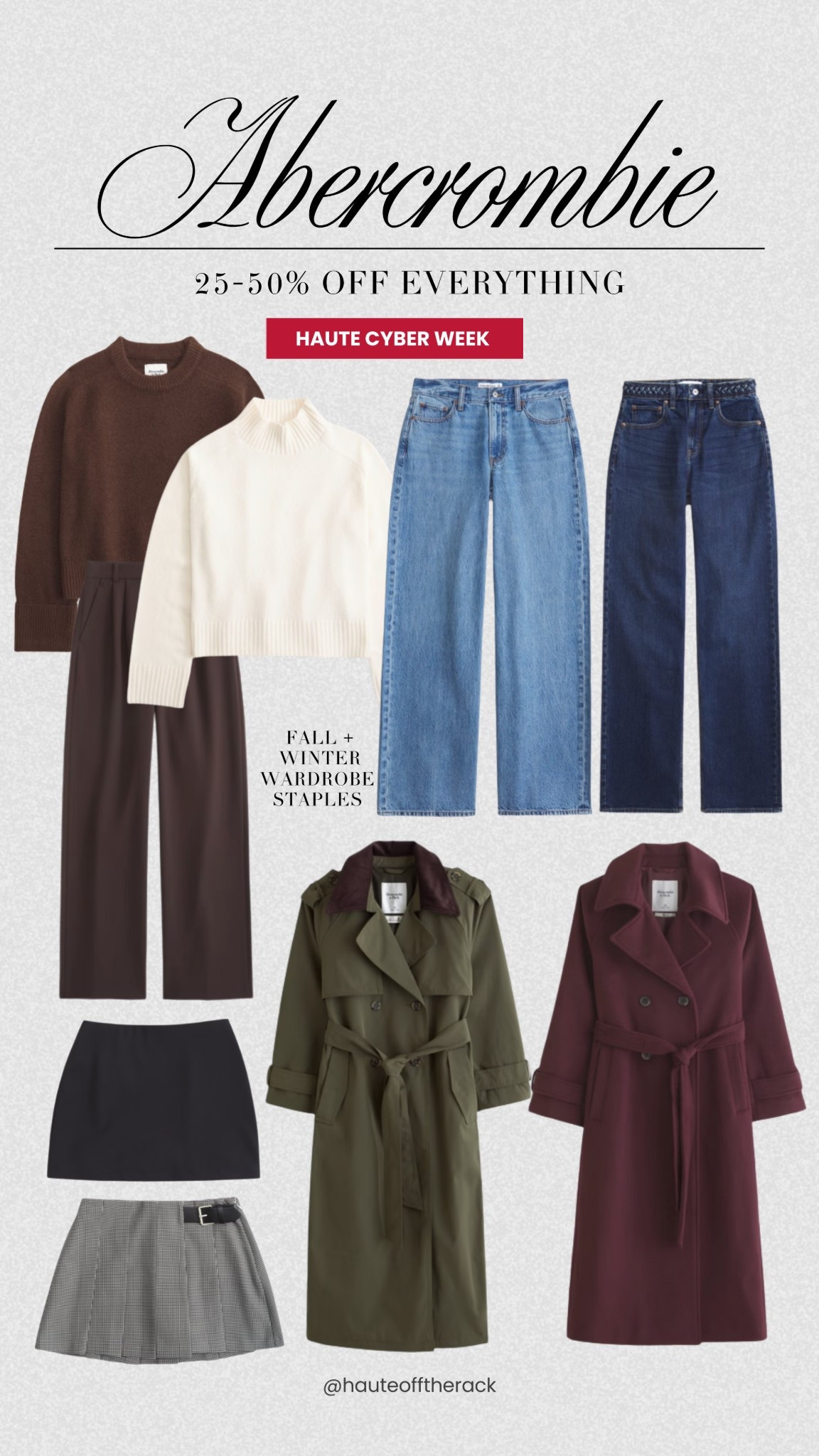 Stock up on winter and fall staples with 25-50% off everything on Abercrombie + take an extra 15% OFF with code: CYBERAF 

#coat #trench #jeans #denim #falloutfits #sweater #closetstaples #blackskirt #plaidskirt

#LTKSaleAlert #LTKCyberWeek #LTKFindsUnder100