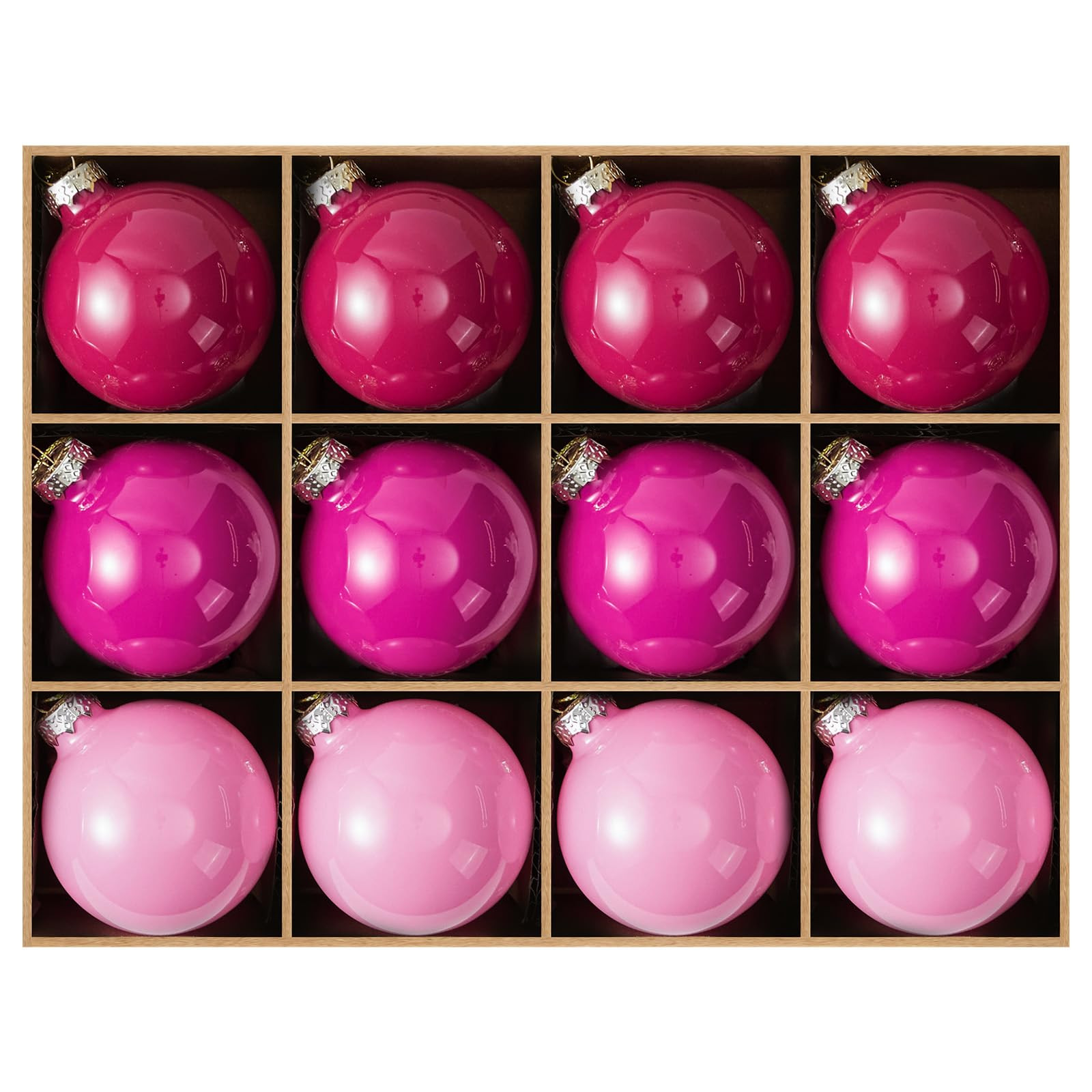 WDS WONDROUS Red Pink Glass Christmas Ball Ornaments Set of 12 – 2.36” Glossy Hanging Ornamen... | Amazon (US)