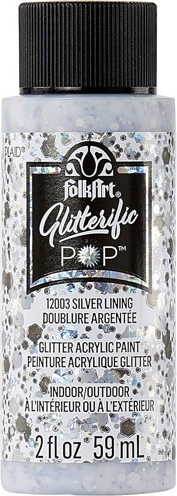 FolkArt Glitterific Pop Acrylic Craft Paint, Silver Lining 2 fl oz Premium Glitter Finish Paint, ... | Amazon (US)