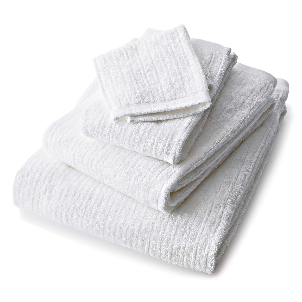 Ribbed White Bath Towel + Reviews | Crate and Barrel | Crate & Barrel
