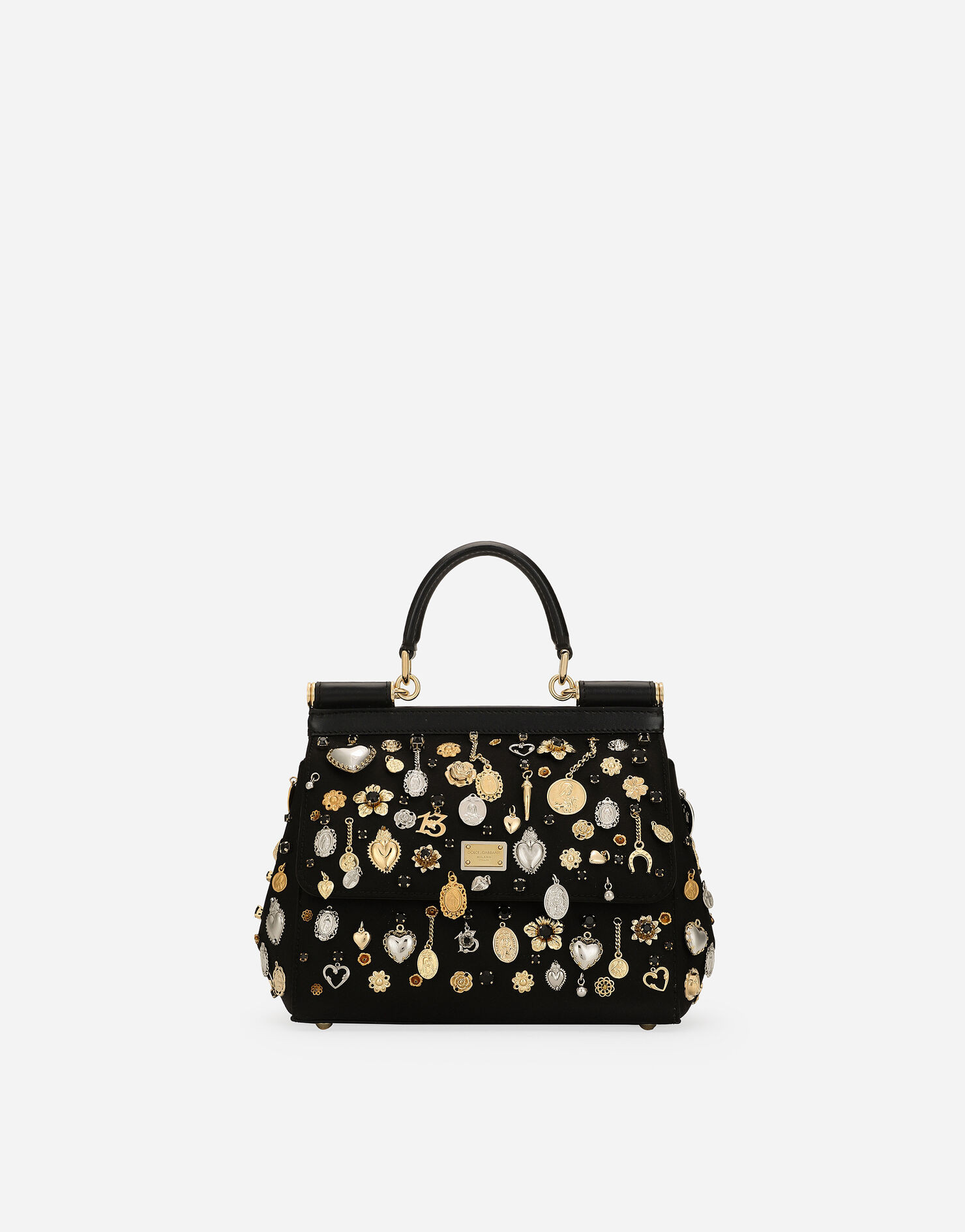 Small Sicily satin handbag with embroidered charms | Dolce & Gabbana US