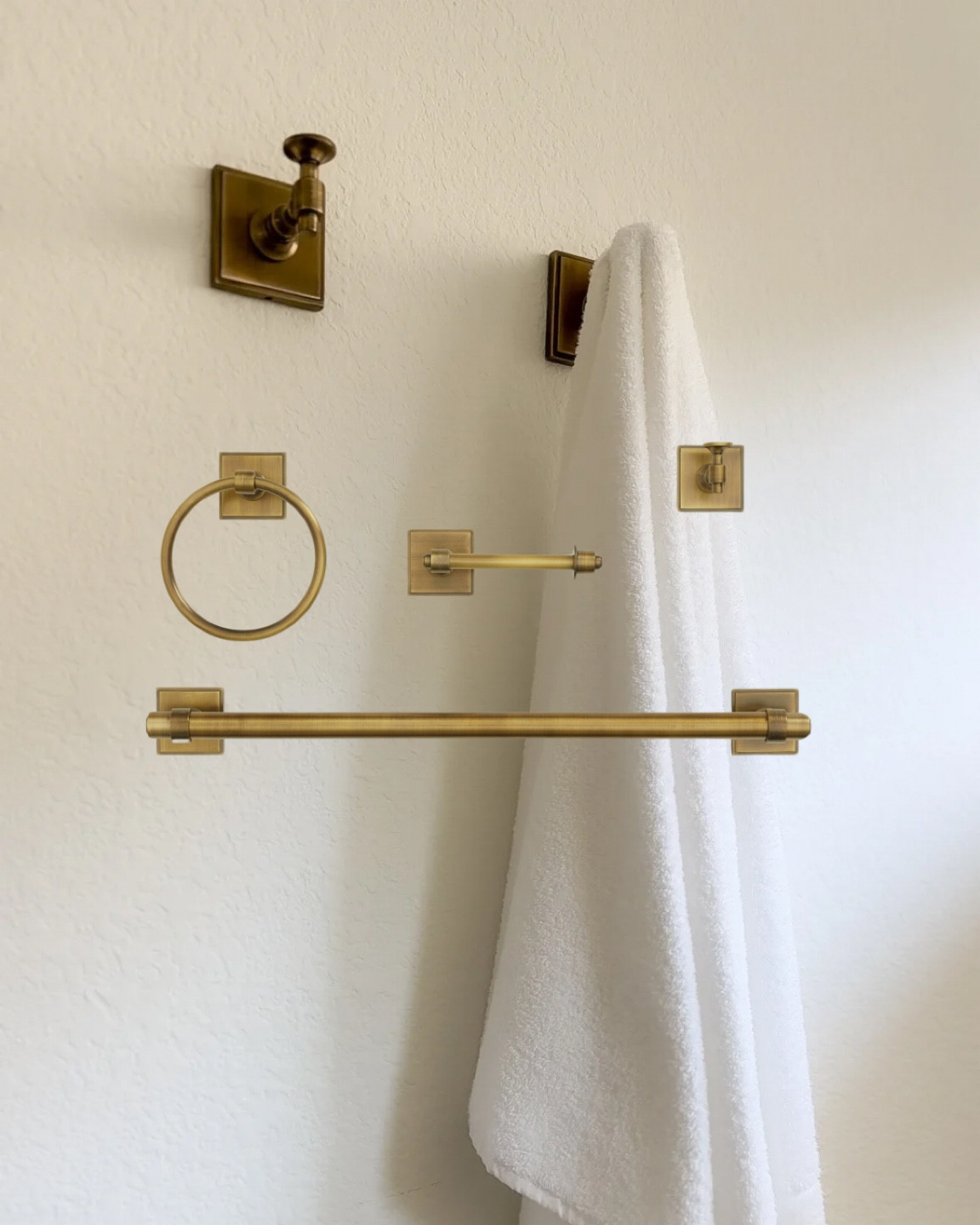 My bathroom hardware in Tumbled Brass! This finish is gorgeous! Like a deeper antique brass.

#LTKstyletip #LTKsalealert #LTKhome