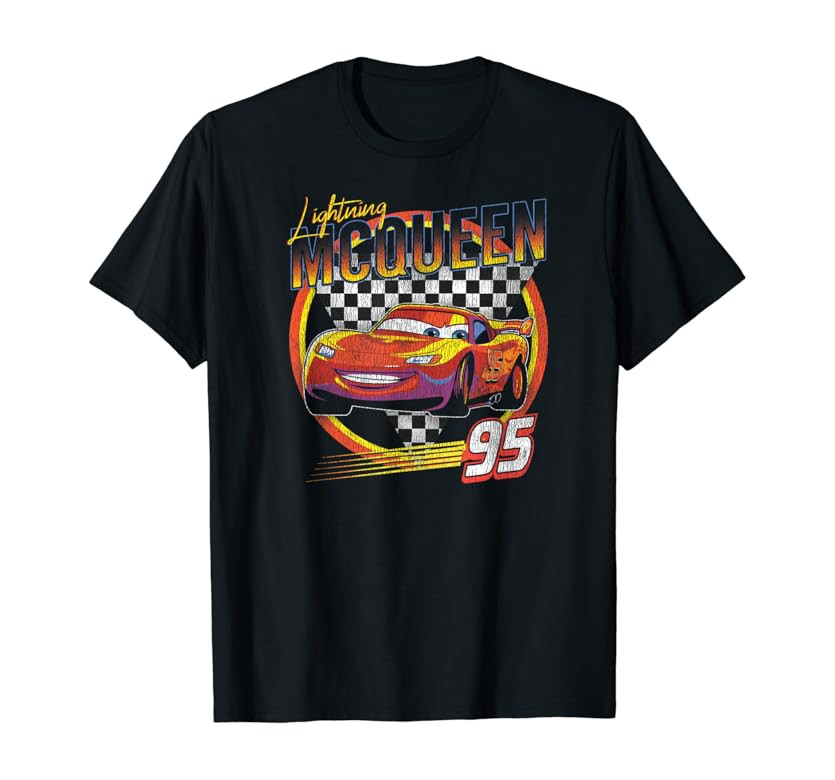 Disney Pixar Cars Lightning McQueen Vintage Race T-Shirt | Amazon (US)