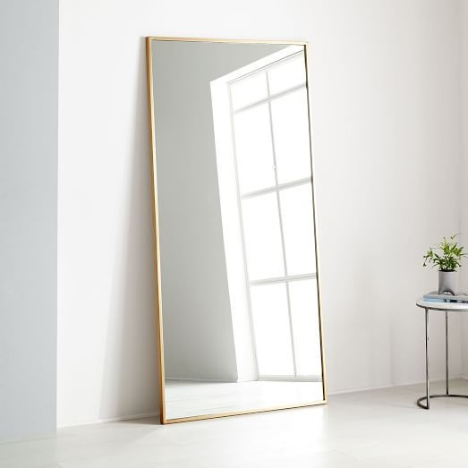 Metal Frame Oversized 78" Floor Mirror, Antique Brass | West Elm (US)