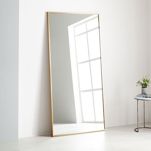 Metal Frame Oversized 78" Floor Mirror, Antique Brass | West Elm (US)