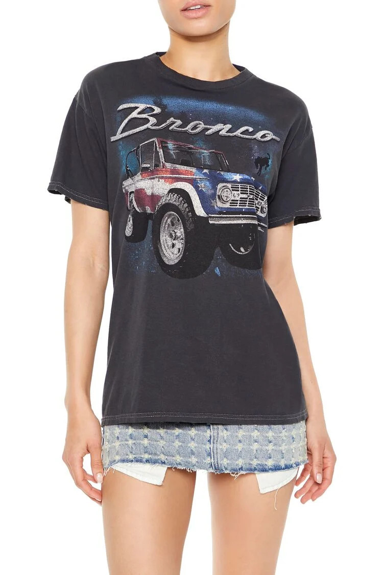 Women's American Bronco Graphic T-Shirt in Black, S/M | Forever 21