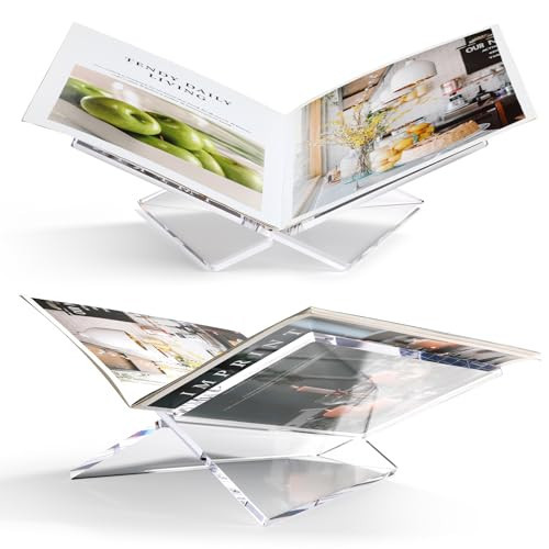 Acrylic Book Stand Large Clear Acrylic Book Holder, 12.5" x 9.5" x 5.7", Open Book Holder Stand for Display and Reading Cookbooks, Art Books, Bibles, Magazines - Home and Office | Amazon (US)