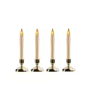 9 in. Battery Operated LED Christmas Candles with Brass Base and Timer (Set of 4) CC100BT4 - The ... | The Home Depot