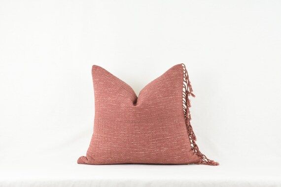 Mauve/Terra Cotta Woven Cotton Pillow | Etsy | Etsy (US)
