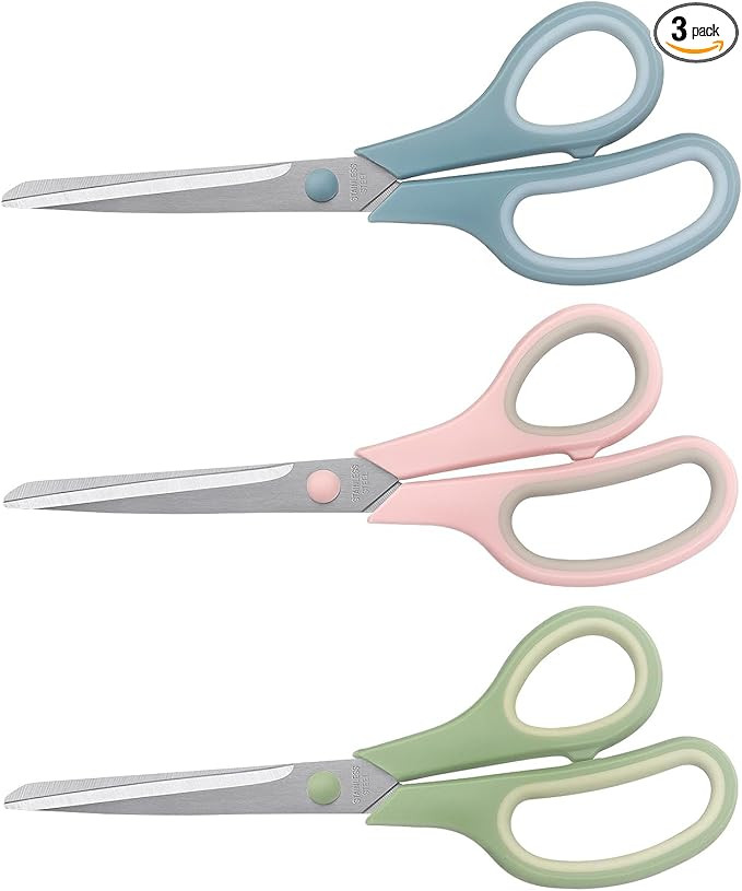Scissors 8.5 Inch scissors all purpose Bulk Set of 3, Scissors for Office Home School Craft Suppl... | Amazon (US)
