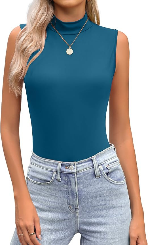 Zeagoo Womens Mock Turtleneck Tank Tops 2026 Slim Fitted Sleeveless Top Stretchy Basic Casual Lay... | Amazon (US)