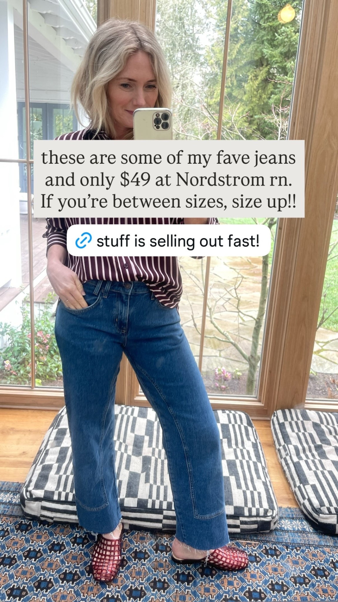 these are some of my fave jeans and only $49 at Nordstrom rn. If you’re between sizes, size up!!