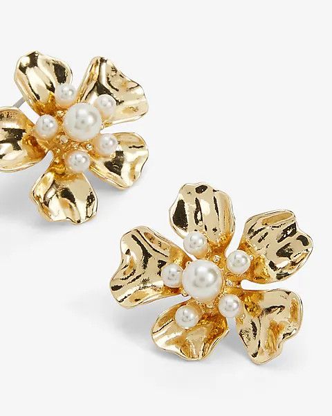 Flower Pearl Stud Earrings | Express