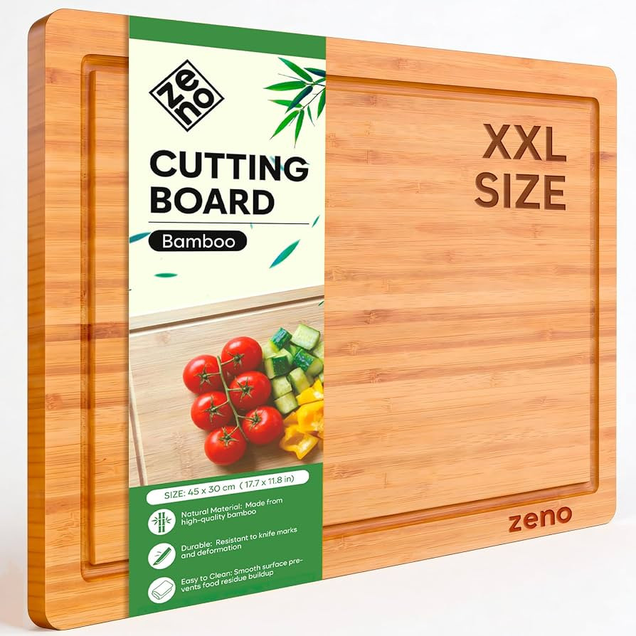 Premium Large Bamboo Cutting Board - 44.5 x 30 x 1.5 cm - Extra Wide Wood Chopping Board for Kitc... | Amazon (UK)