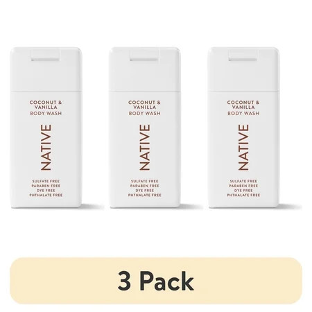 (3 pack) Native Body Wash, Sulfate Free, Coconut & Vanilla, for Women and Men, Travel Size 3 oz | Walmart (US)
