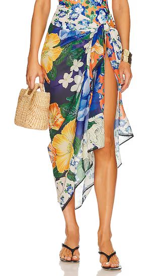 x REVOLVE Marine Sarong in Blue Floral Waves | Revolve Clothing (Global)