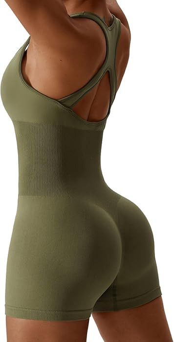 TQQEPOOL Women Workout Seamless Jumpsuit,Scrunch Butt Yoga Rompers,Tummy Control Cutout Romper Wo... | Amazon (US)