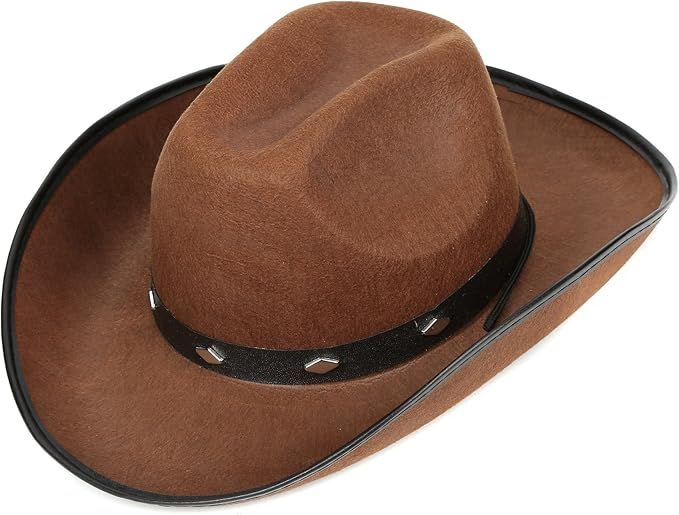 Fun Central - Brown Felt Studded Cowboy Hat | Western Wear, Western Decor, Halloween Costumes. | Amazon (US)