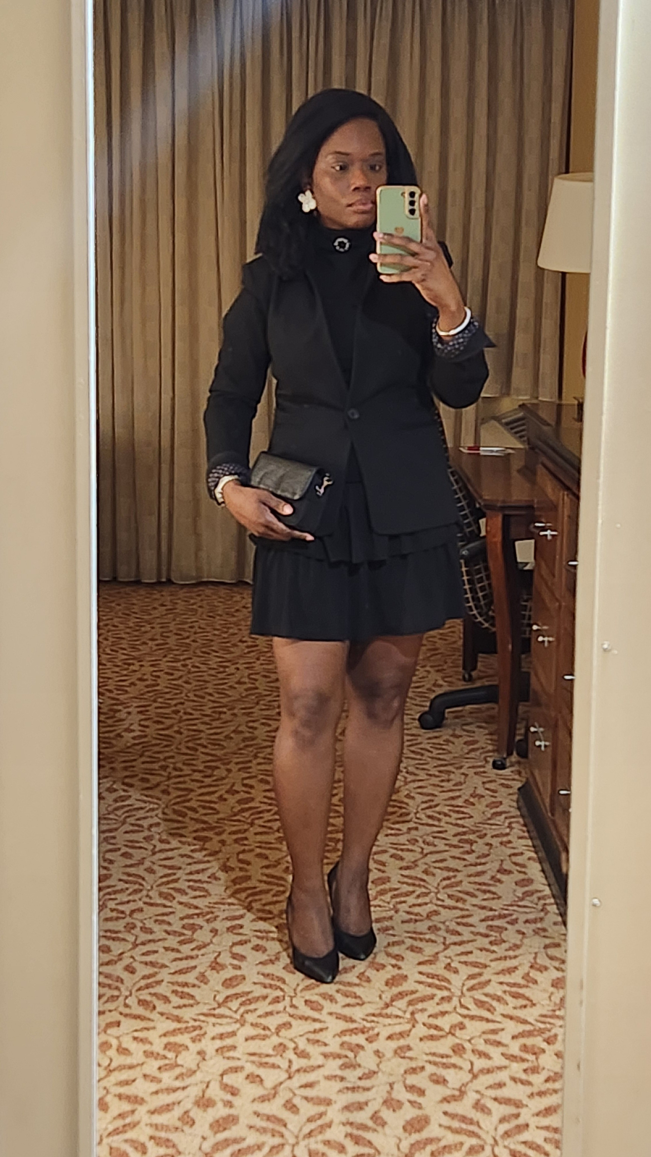 Business formal outfit for the conference's closing gala. Express blazer, Wild Fable tiered dress, Aldo silver jewelry and Brooch 

#LTKootd #LTKWorkwear #LTKdayinmylife