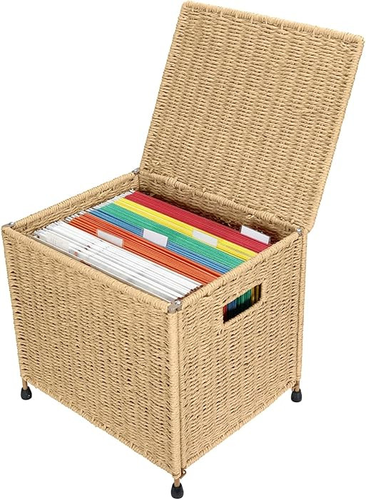 URFORESTIC Seagrass File Filing Cabinet File Box Organizer | Collapsible Letter Size Hanging File... | Amazon (US)
