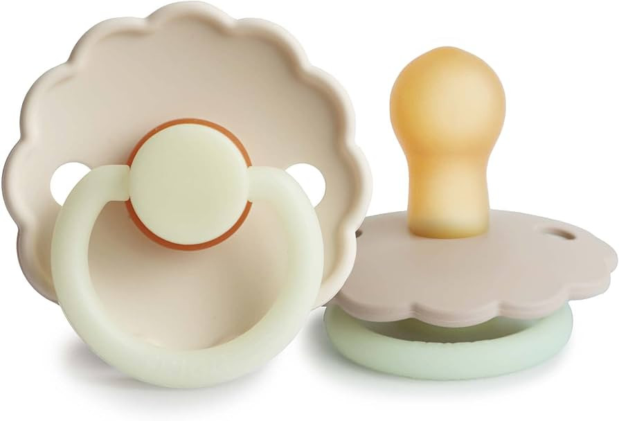 FRIGG Daisy Night Natural Rubber Baby Pacifier | Made in Denmark | BPA-Free (Croissant/Cream, 0-6... | Amazon (US)