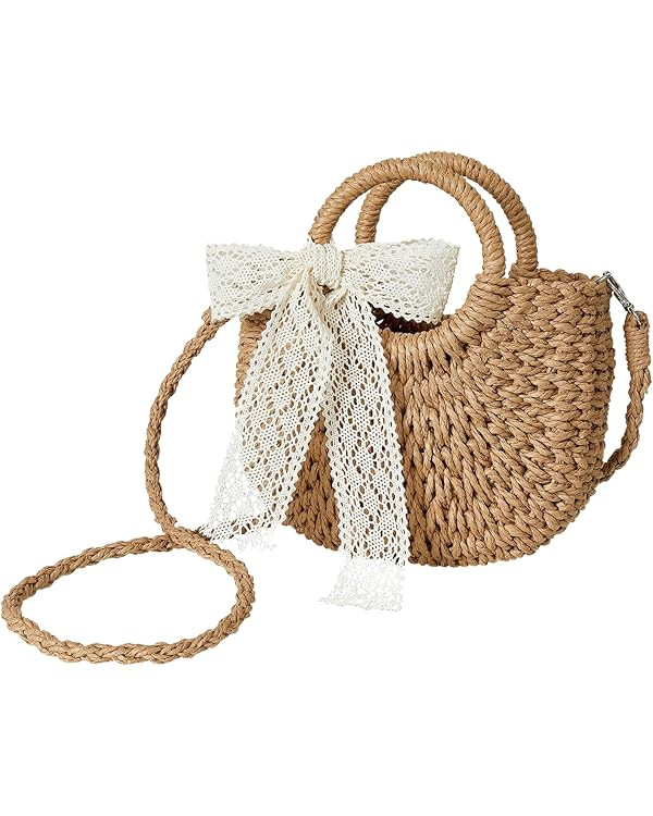 Womens straw crossbody bag Woven Beach Bag Shoulder Bags Top Handle Satchel Handbag Purse for Sum... | Amazon (US)