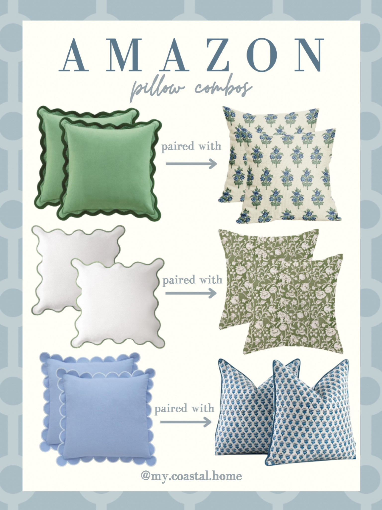 Amazon Pillow Combos🩵 Amazon pillows, Amazon home, Amazon decor, Amazon finds, coastal home, coastal decor, neutral home, neutral decor, coastal grandmother, coastal grandma, grand millennial, grand millennial decor 

#LTKHome #LTKFindsUnder50 #LTKStyleTip
