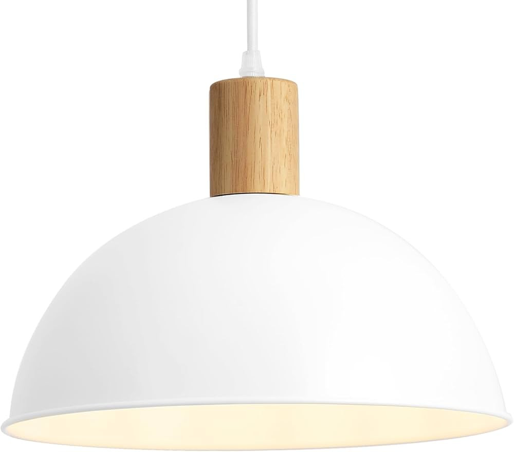 POLITAMP Modern Style Pendant Light, 12" White Pendant Lighting, Simple Dome Mini Chandelier,Soli... | Amazon (US)