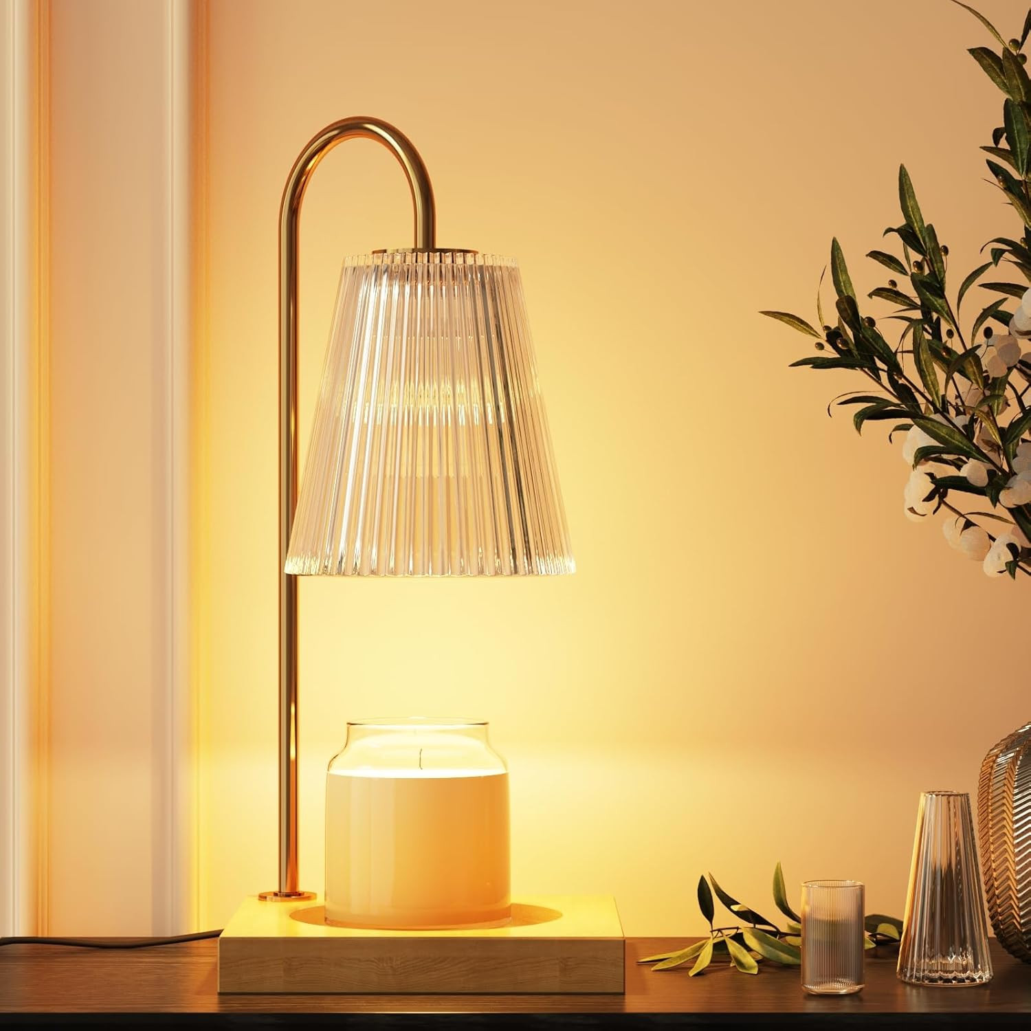 Fibevon Glass Candle Warmer Lamp, Electric Candle Lamp Warmer with Timer, Vintage Wax Melt Warmer... | Amazon (US)