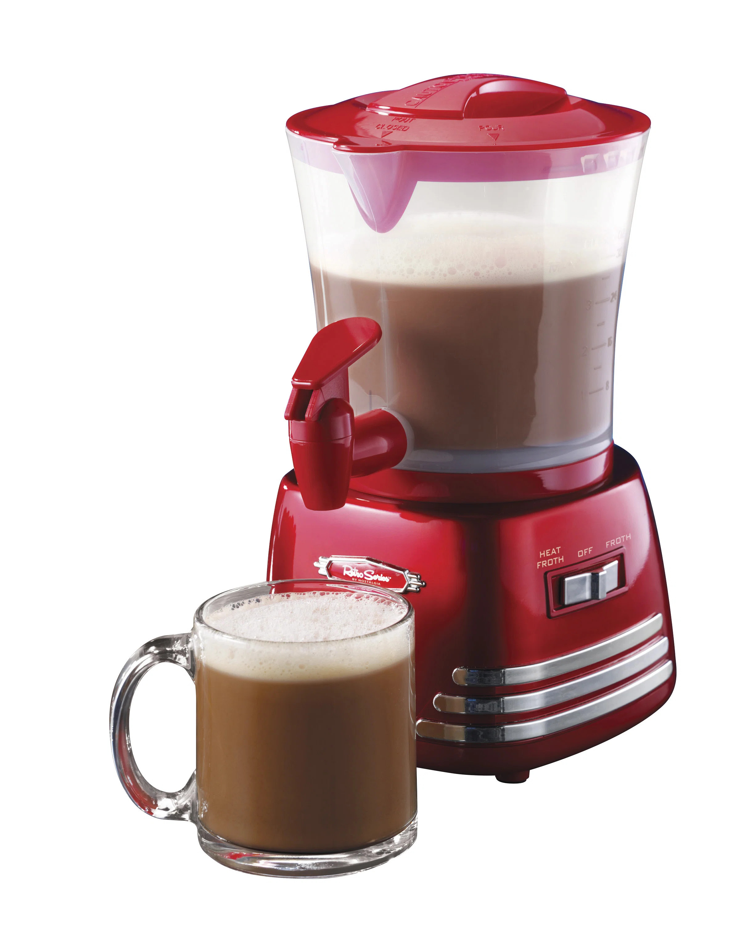 Nostalgia Retro 32-Ounce Hot Chocolate, Milk Frother, Cappuccino, Mocha, Latte Maker and Dispense... | Wayfair North America