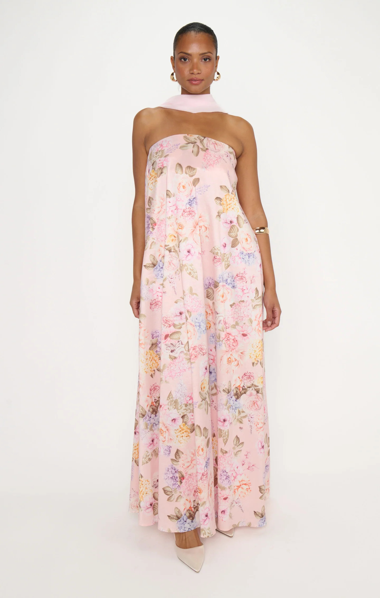 Tinsley Tube Dress ~ Powder Pink Blooms Taffeta | Show Me Your Mumu