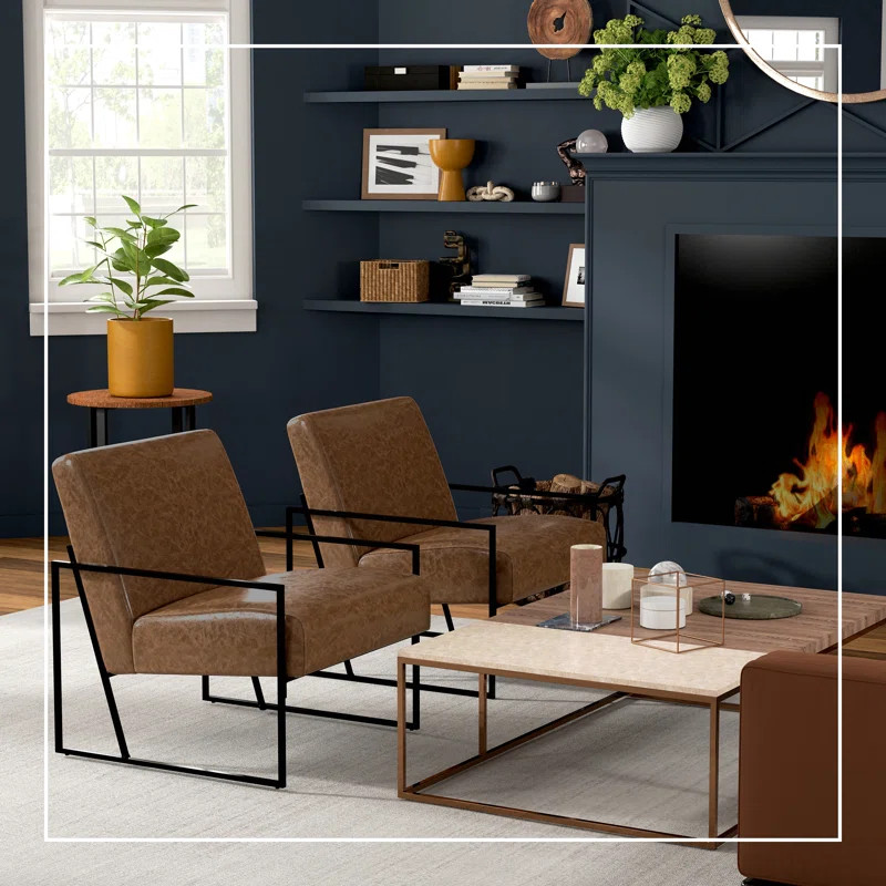 Burbuqe Industrial Slant Metal Arm Accent Chair | Wayfair North America