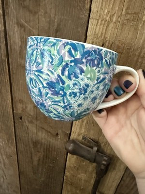 Lilly Pulitzer Coffee Mug Floral Gold Handle Ceramic Blue Purple  Tea Cup Signed | eBay US