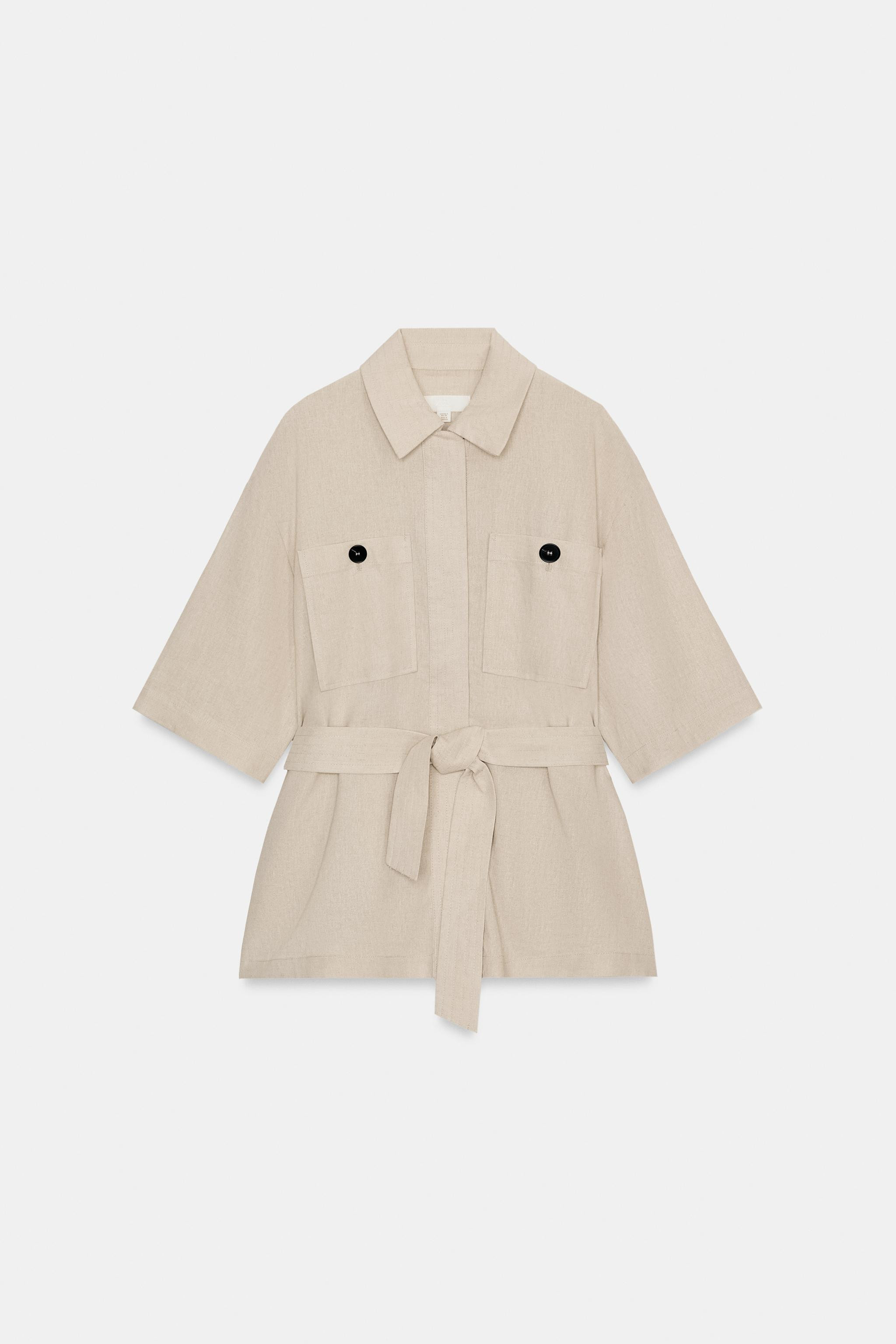 BELTED LINEN SAFARI JACKET | Zara US